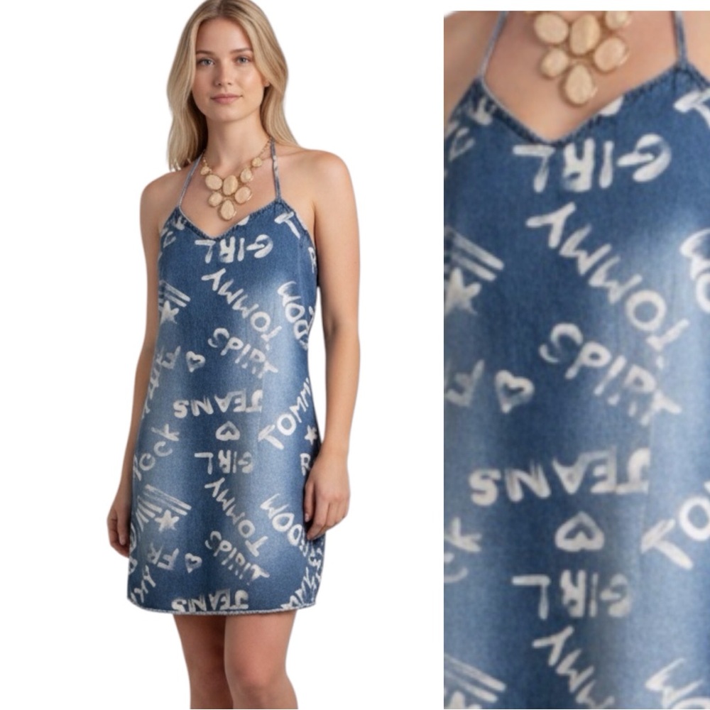 Tommy Jeans Large (L) ❤Graffiti❤ Denim Dress-NWT